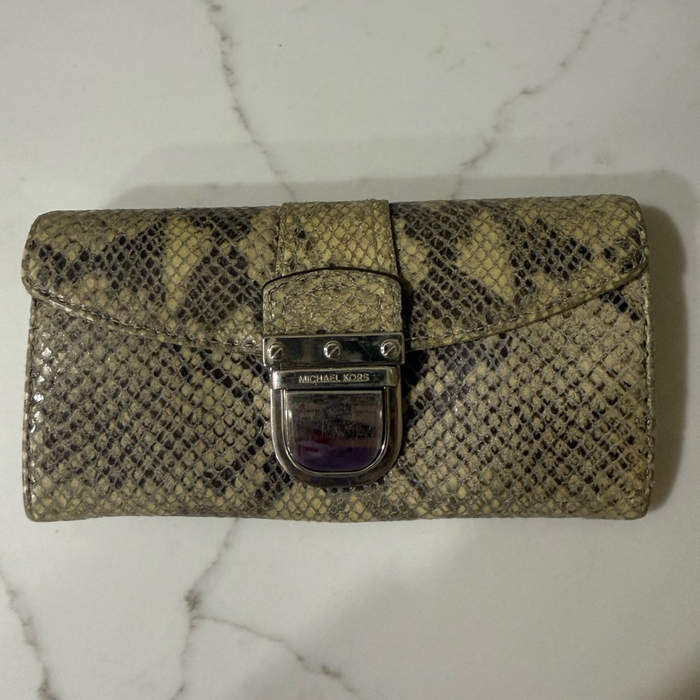 Michael Kors Beige Snake Print Wallet
